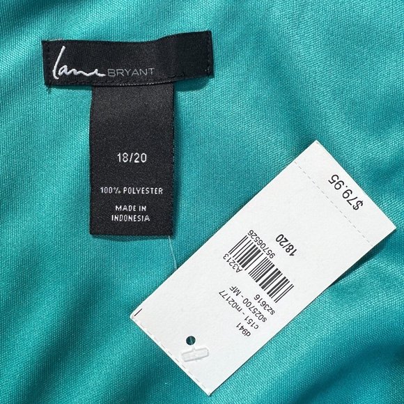 Lane Bryant Dress 18/20 Green V-Neck Sleeveless Polka Dot High Low Knee Length - Picture 8 of 9